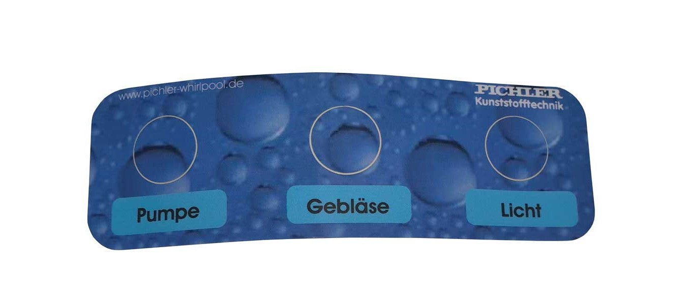 Schutzfolie Bedienteil WPD-A3 extern, Pumpe, Gebläse, Licht 3-Tasten