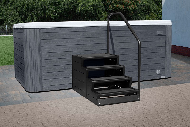 Swim Spa Treppe aus Aluminium Schwarz Eloxiert