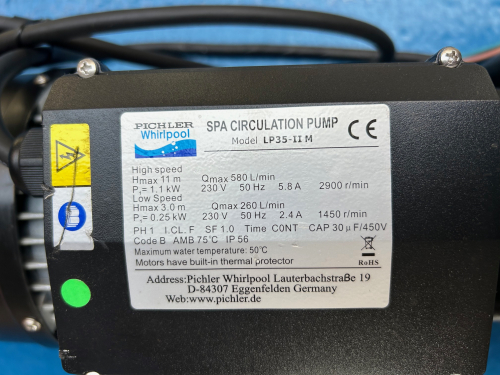 Umwälzpumpe Motor m.Pumpe 2 stufig / 1,1KW, 230V, 50 HZ