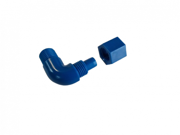 PVC, 1/4" x M12x1,25 Winkel Einschraubverschraubung blau